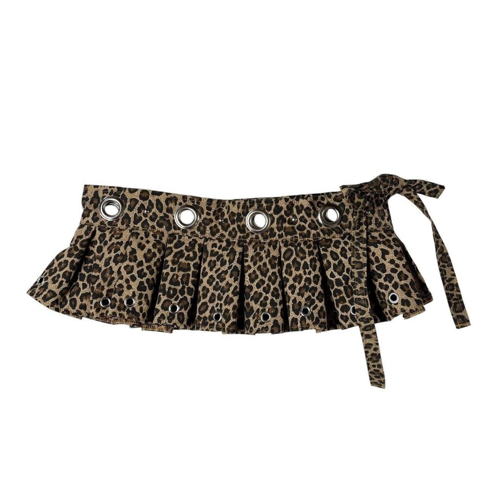 upcycled leopard print mini skirt-belt